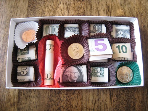 chocolate box money gift