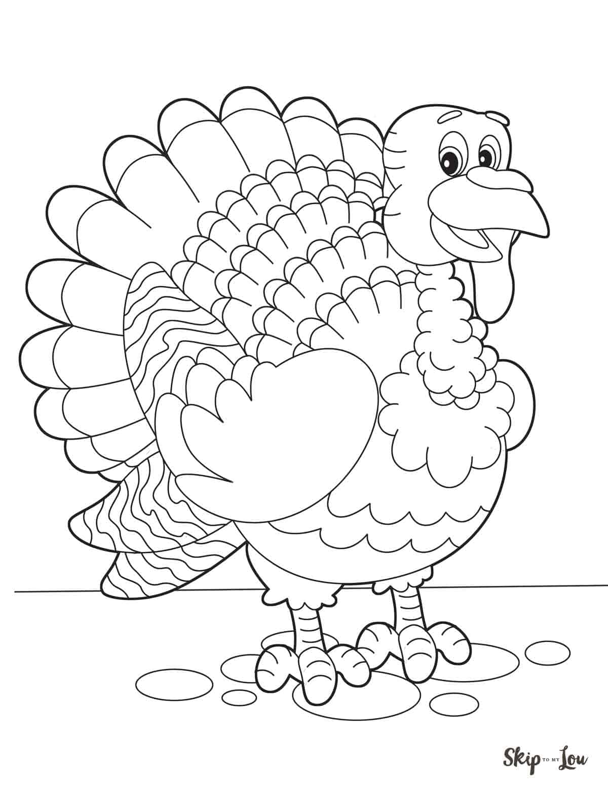 cartoon turkey coloring page