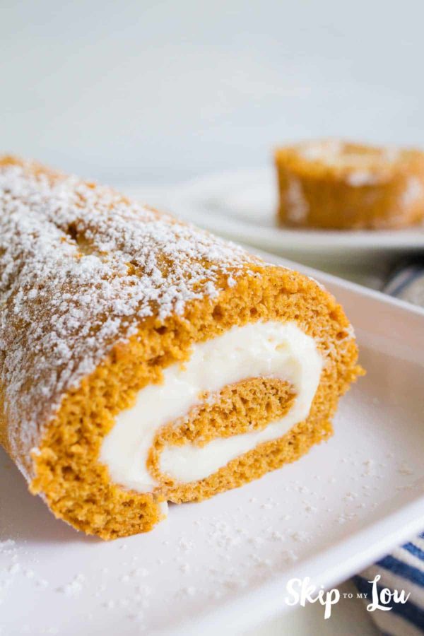 pumpkin roll on white plate