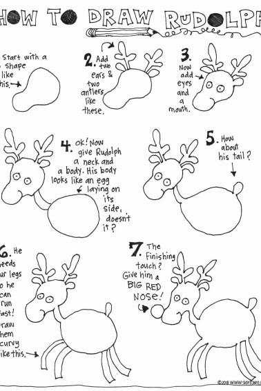 Draw Rudolph Reindeer Printable