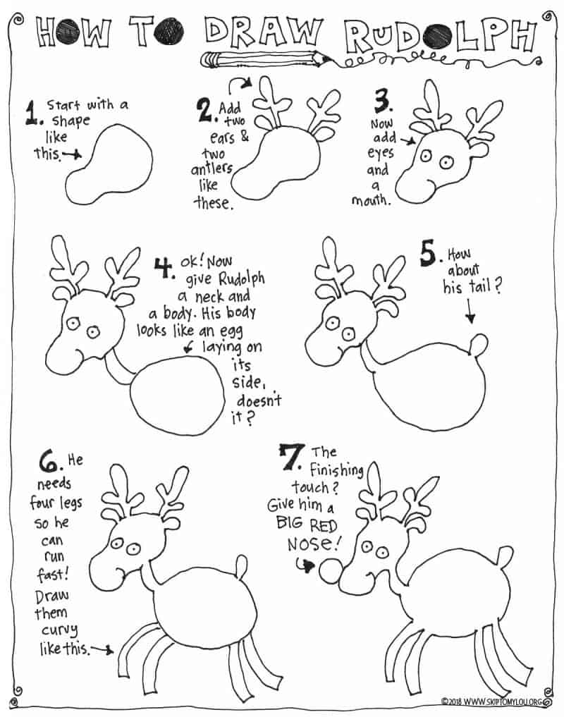 Simple rudolph the red nosed reindeer easy drawing