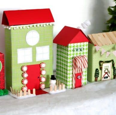 recycled box christmas village