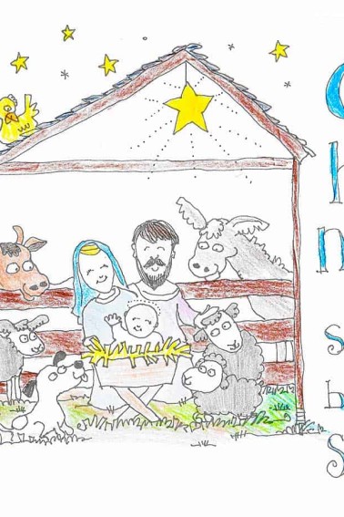 colored nativity coloring page