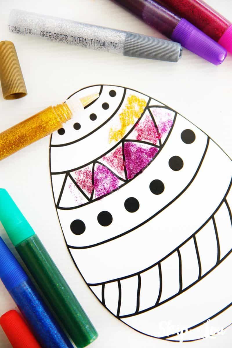 easter egg craft egg with glitter glue