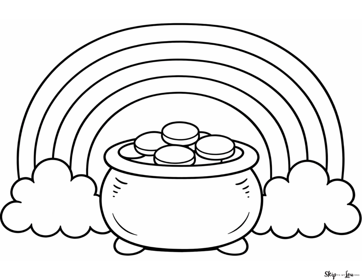 pot of gold coloring page for preschool printable