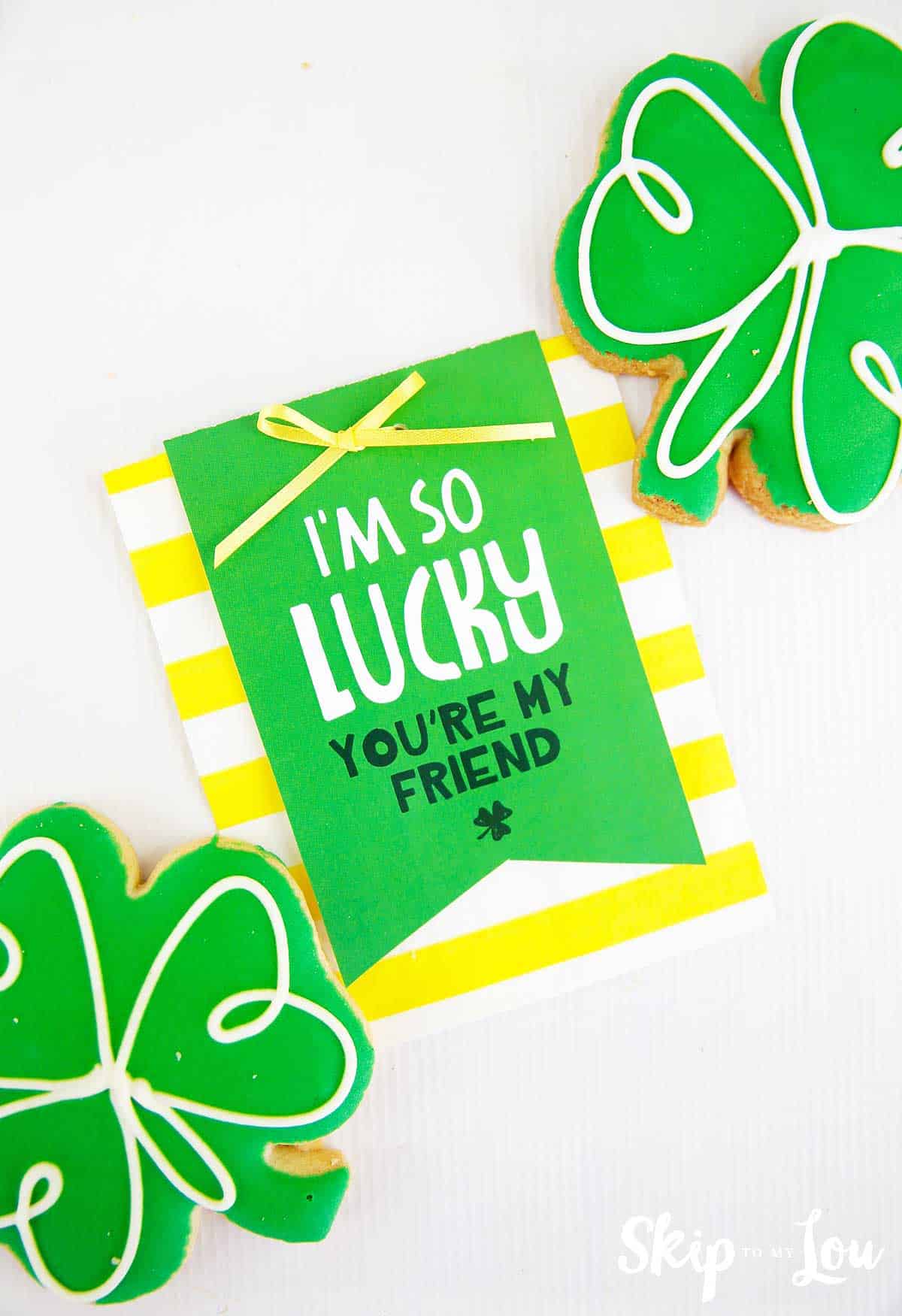 st patricks gif tag on yellow strip sack