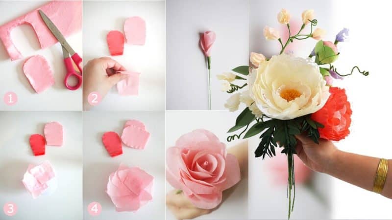 step by step how to make paper flowers