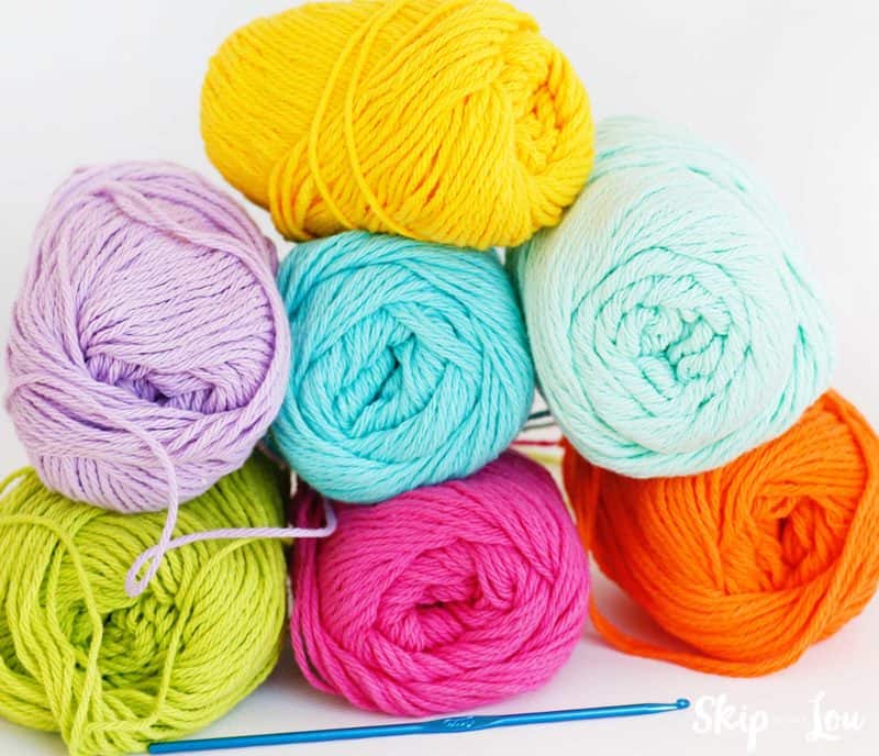 colorful cotton yarn crochet hook