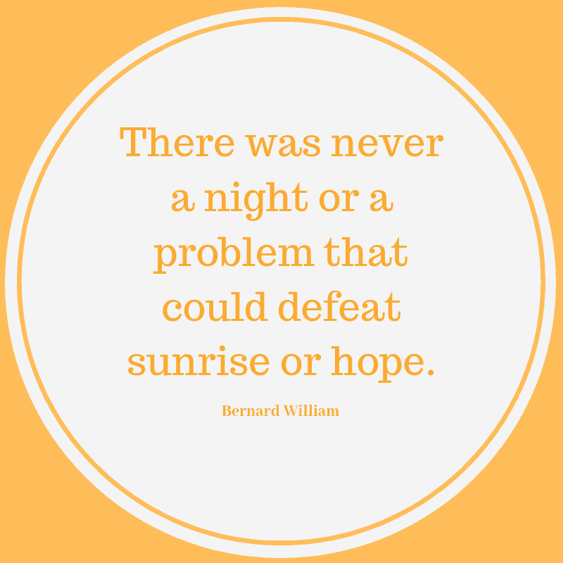 There was never a night or a problem that could defeat sunrise or hope. Bernard Williams