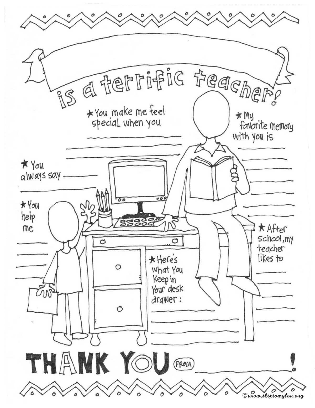 my teacher coloring page fill in the blank what I like about my teacher