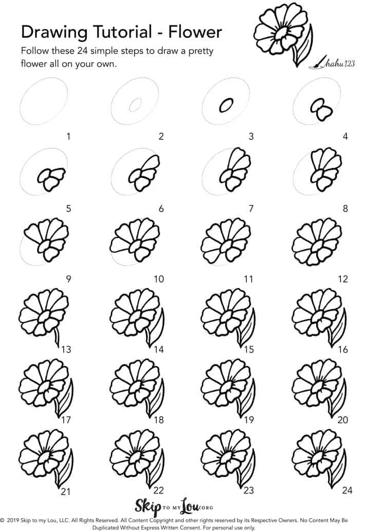 How To Draw A Flower Easy Tutorial Skip To My Lou So, here you go, sketch (approximately) the five petals. how to draw a flower easy tutorial