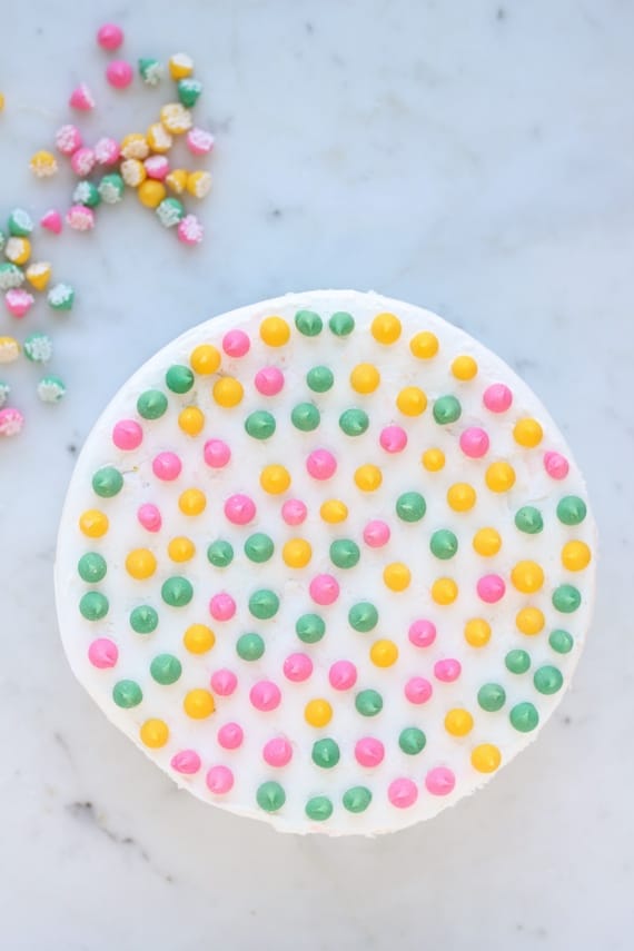 candy on top of a cake