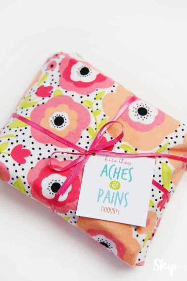 rice heating bag with gift tag