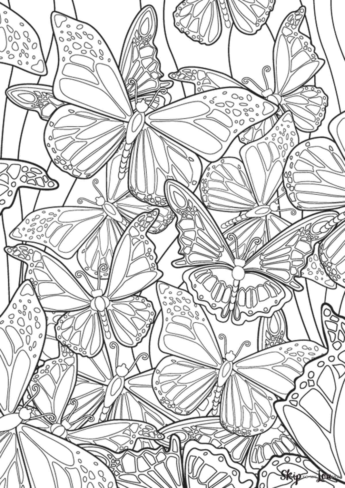 coloring butterfly butterflies printable sheet skiptomylou sheets flower adult multiple monarch cute