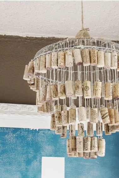 wine cork chandilier