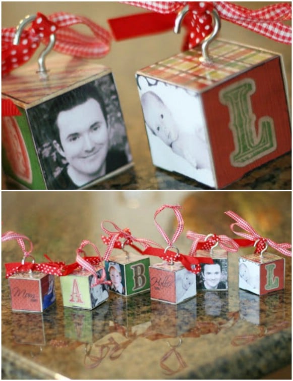 wooden blocks baby ornament