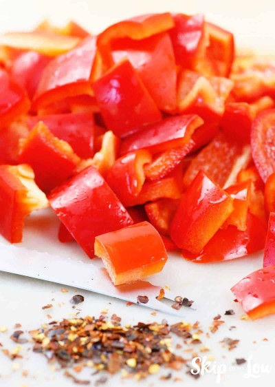 chopped red bell peppers and dried red pepper