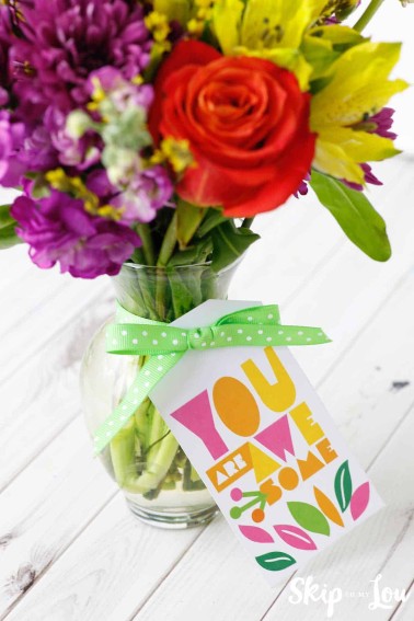 vase of flowers with you are awesome tag