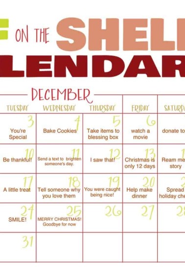 elf calendar filled out