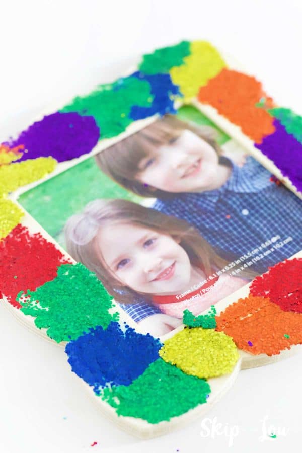 wooden frame with glitter dots