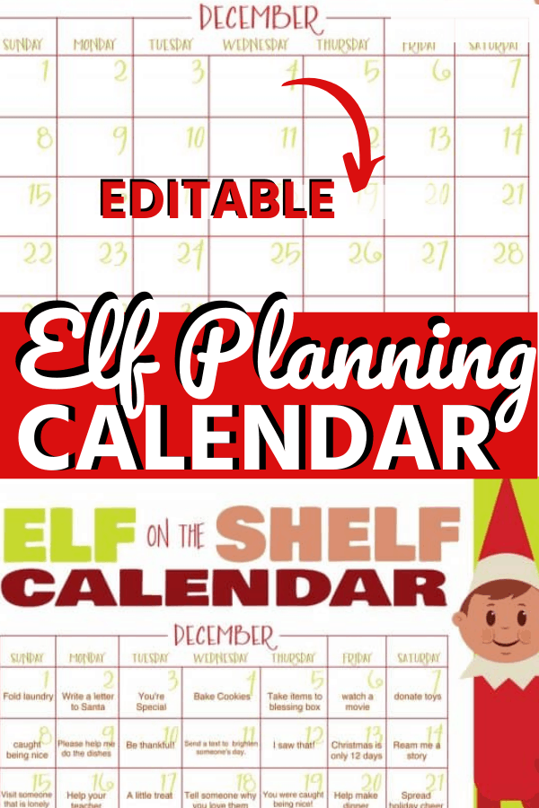 FREE Printable Elf on the Shelf Calendar {EDITABLE} | Skip To My Lou