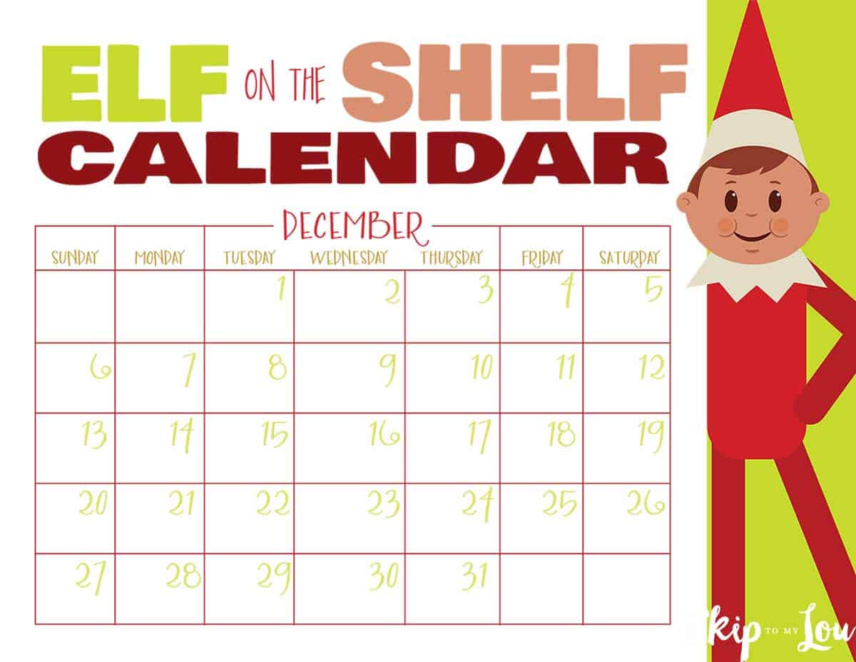 Elf on The Shelf Calendar 2020