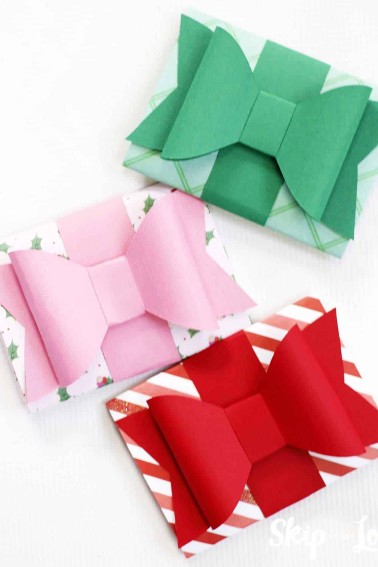paper gift card holders green pink red bows