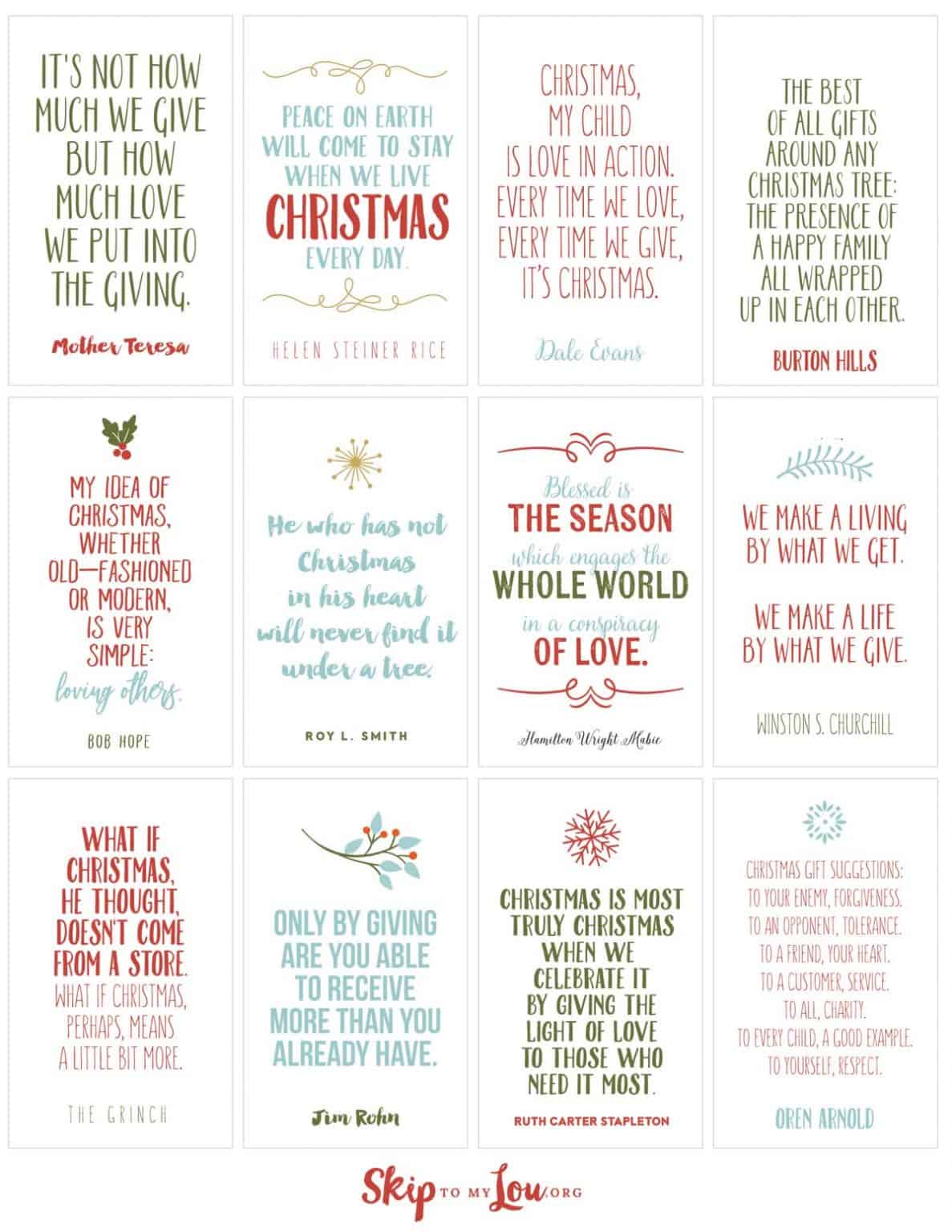 Christmas Quotes {FREE Printable Cards} Skip To My Lou