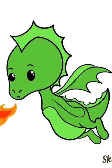 colored cute dragon drawing