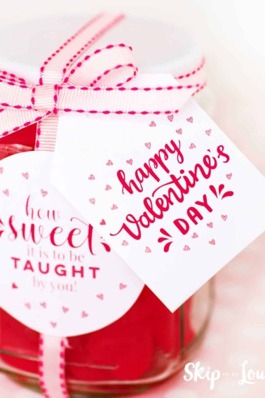 teacher gift with happy valentines day label