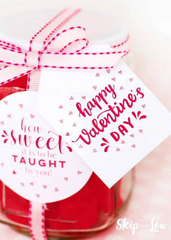 teacher gift with happy valentines day label