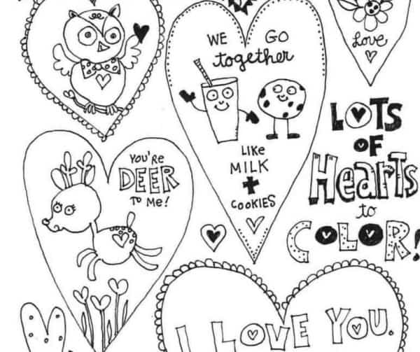 hearts coloring page