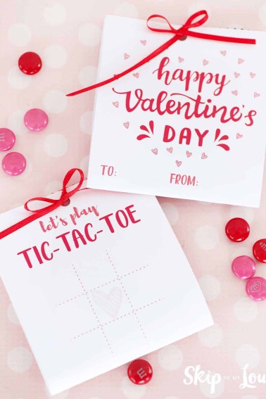 printable tic tac toe Valentine with m&ms