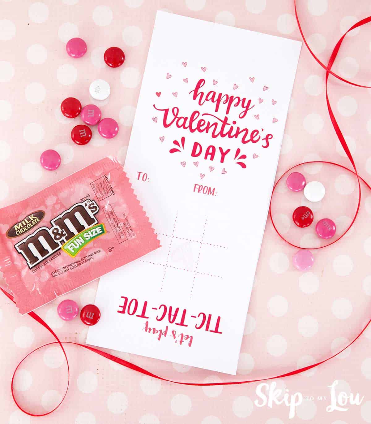tic tac toe printable m&ms ribbon