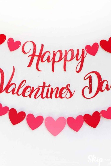 Happy Valentine's Day Banner Script with hearts white wall
