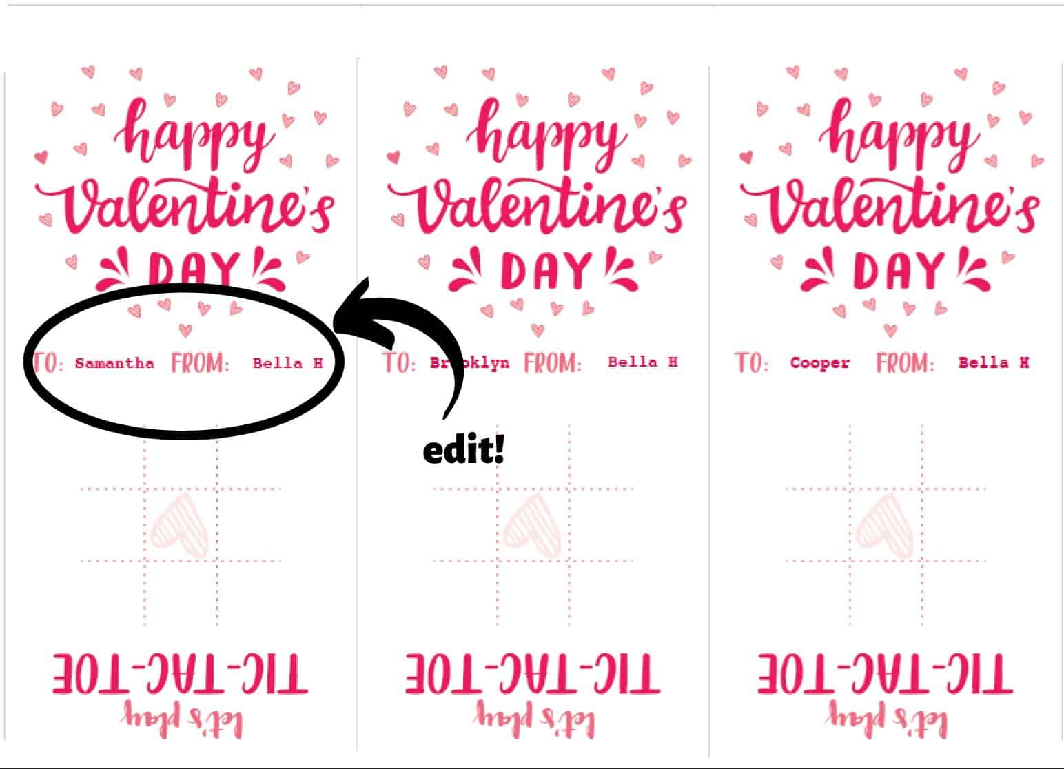 personalized tic tac toe Valentine