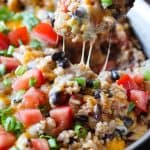 mexican rice burrito bowl in a skillet