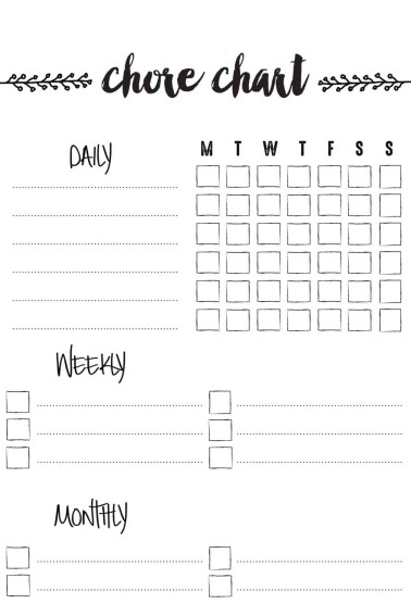 blank printable chore chart