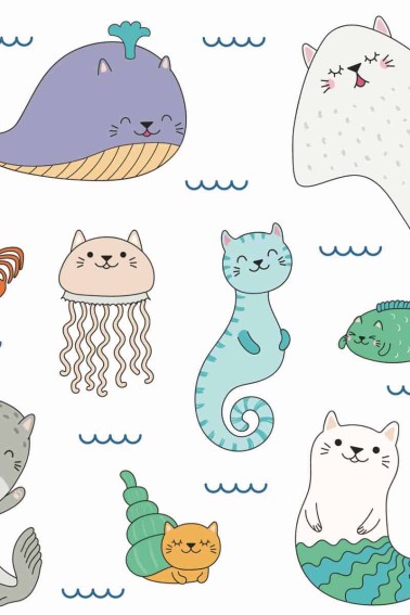 colored Kawaii doodles