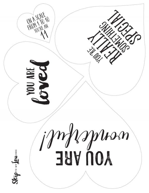 printable hearts with messages