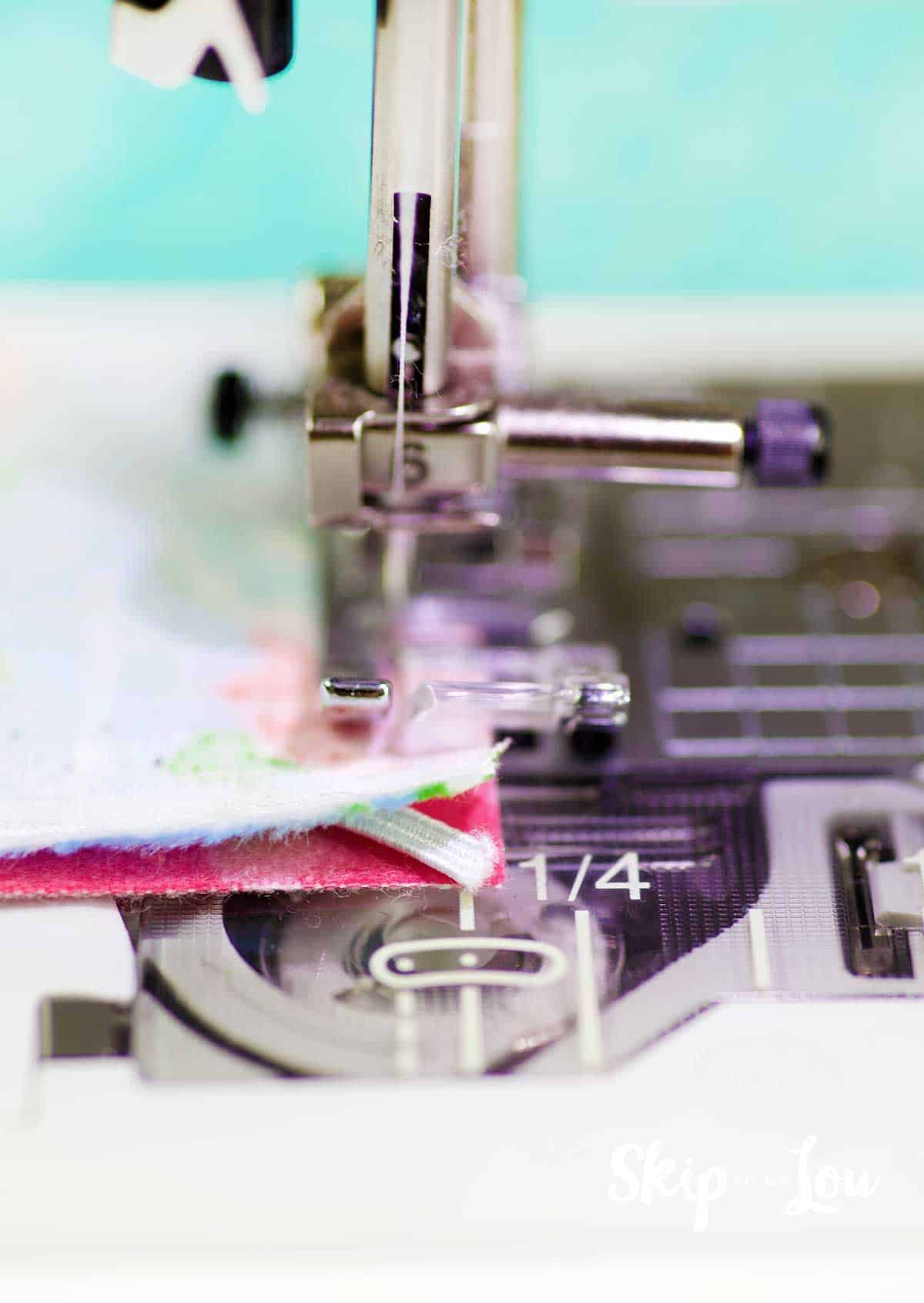 sewing machine stitching elastic at corner