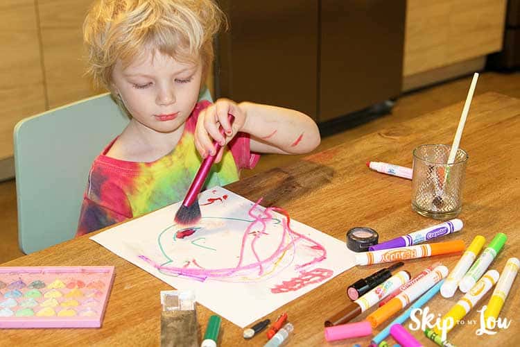 child putting make up on printable face