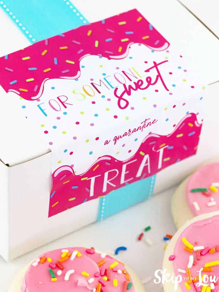 white box with colorful label cookies outside box