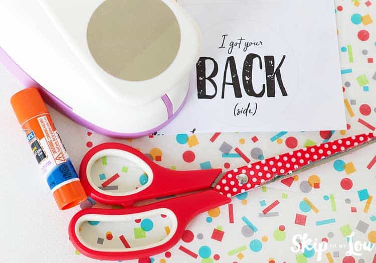 circle punch scissors glue stick tissue paper printable labels