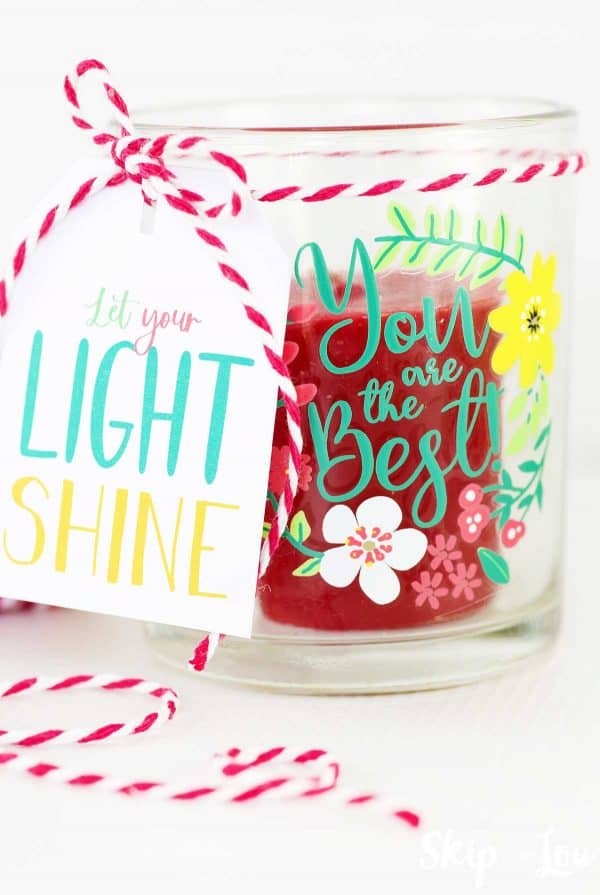 let you light shine gift candle with tag