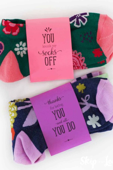 colorful socks with printable band that says you knock my socks off