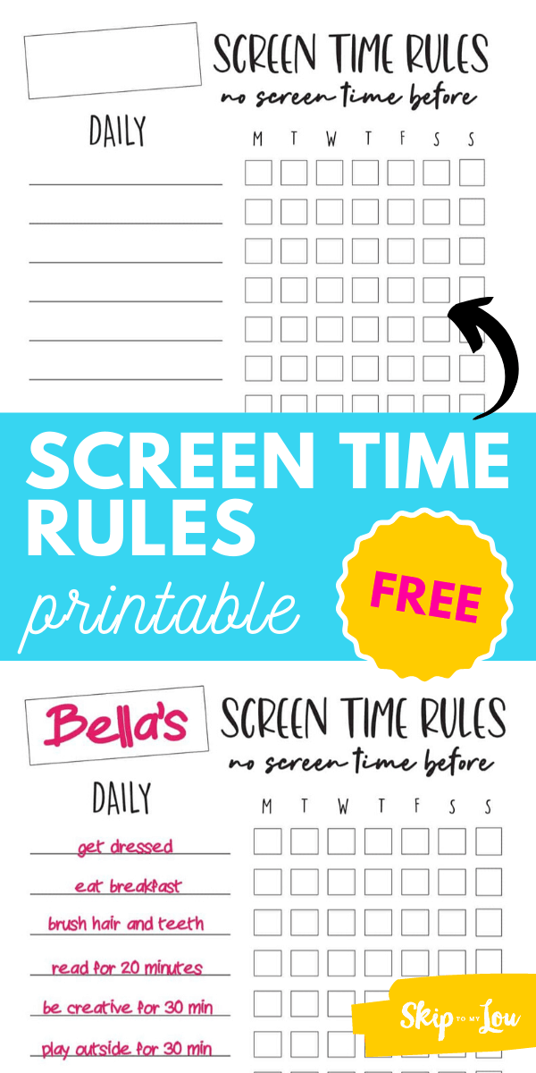 Free Printable Screen Time Charts