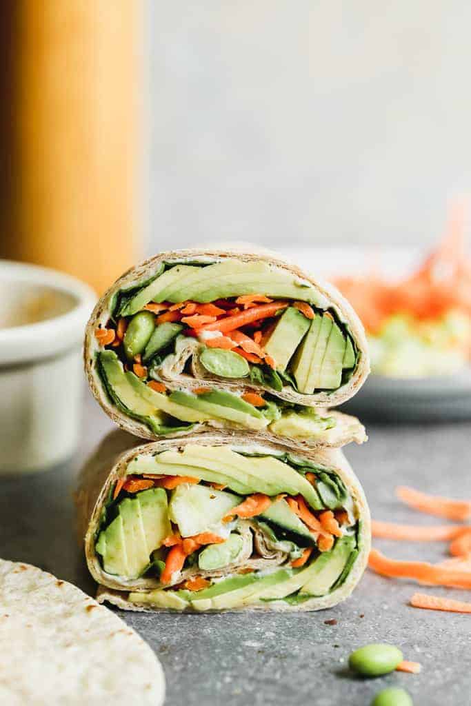 veggie wraps cut open to see filling