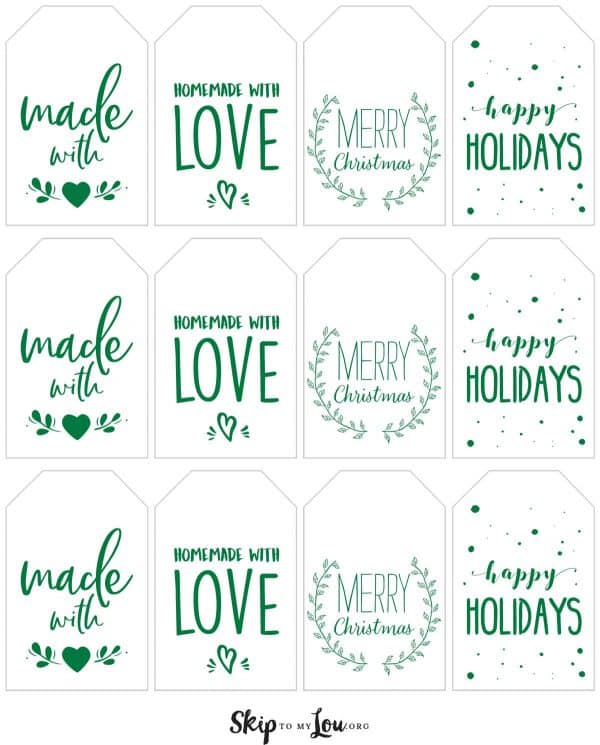green made with love holiday tags printable