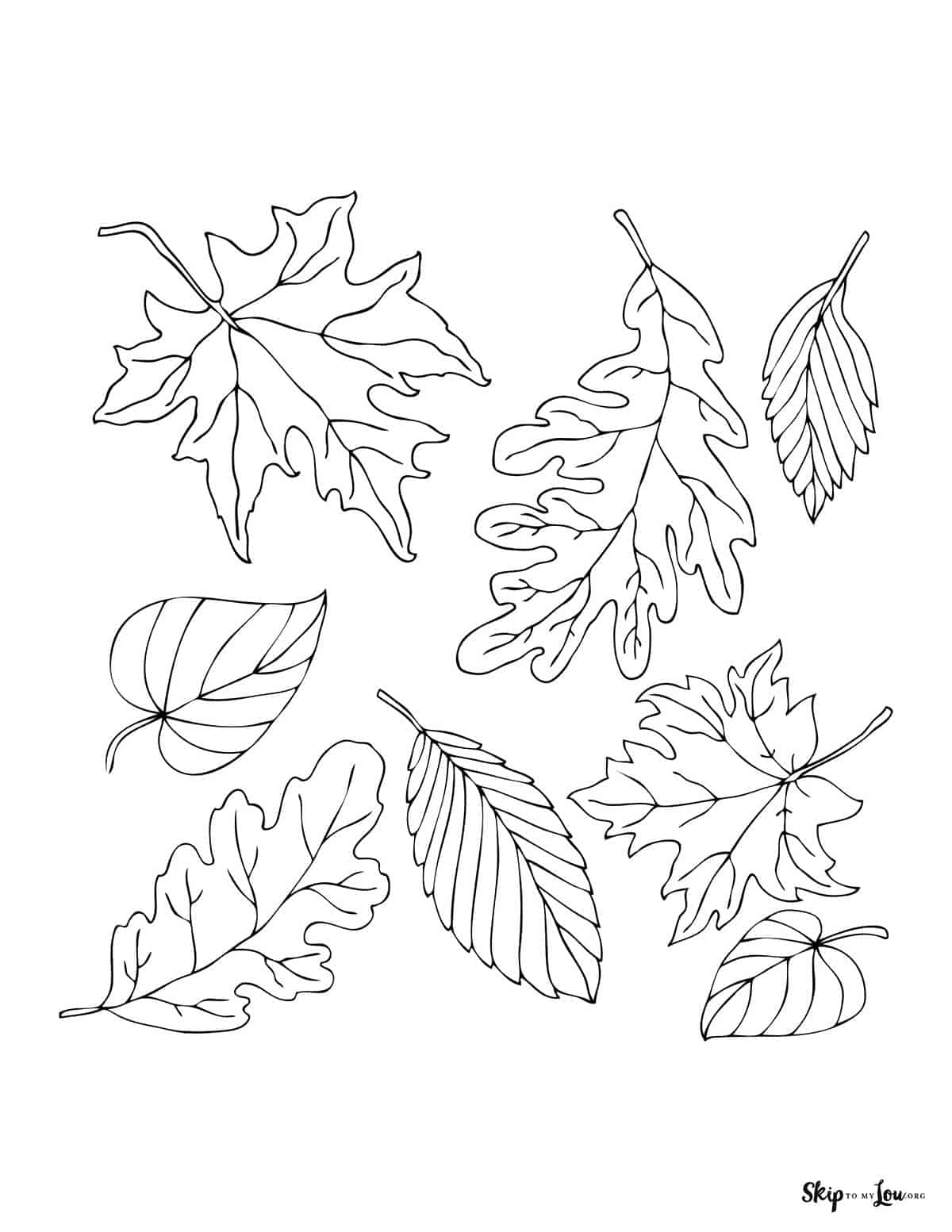 leaves coloring page
